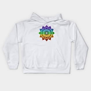 Mandala of Chakras in the 7 colors of the rainbow Kids Hoodie